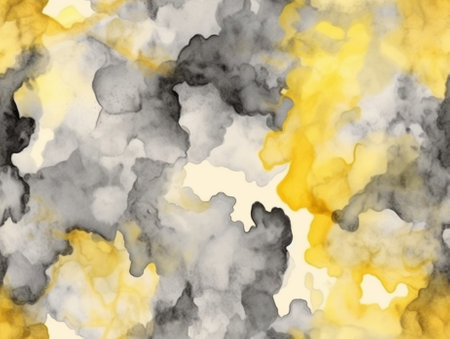Generative AI : Grey abstract painting with yellow stains grunge background or textureの素材