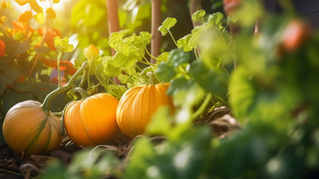 Generative AI : Homegrown pumpkins in the kitchen gardenの素材