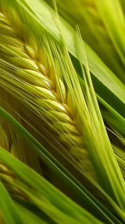Generative AI : Green organic barley close upの素材