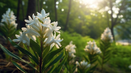 Generative AI : Wild garlic springtime flowers bloomingの素材