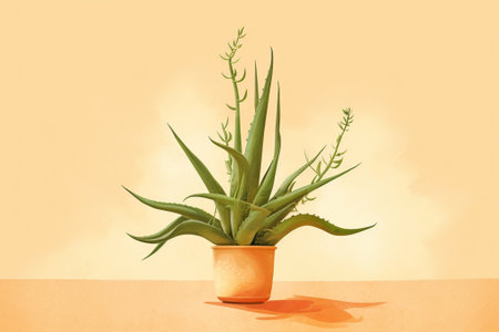 Generative AI : Aloe barbadensis or aloe vera plantの素材
