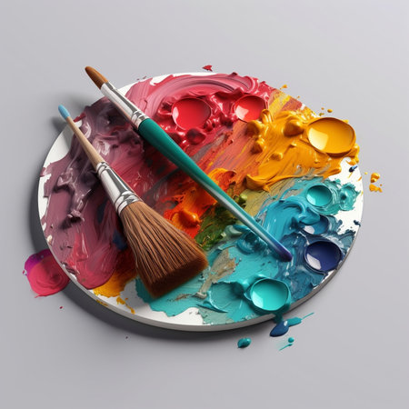 Generative AI : Colorful painting paletteの素材