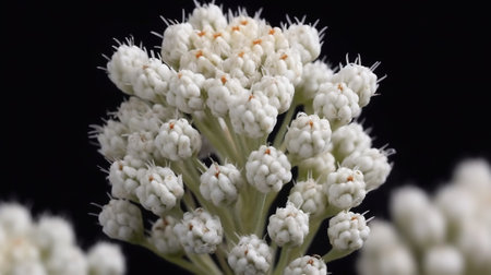 Generative AI : Lepidium virginicum or virginia pepperweed plant blooming white flowers close upの素材