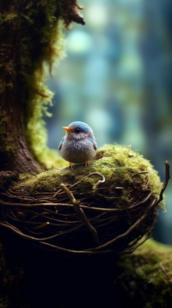 Generative AI : Small nest on a treeの素材