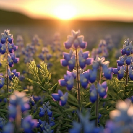 Generative AI : Jasione montana or blue bonnets purple flowerの素材
