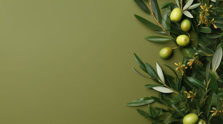Generative AI : Olive tree leaves backgroundの素材