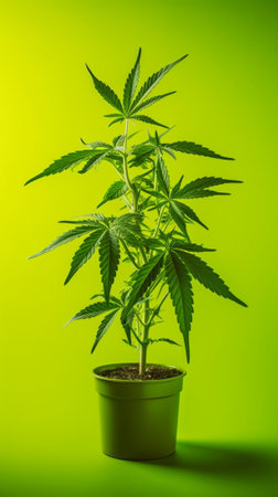 Generative AI : green cannabis plantの素材