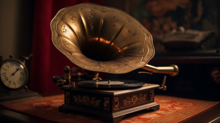 Generative AI : detail of old gramophoneの素材