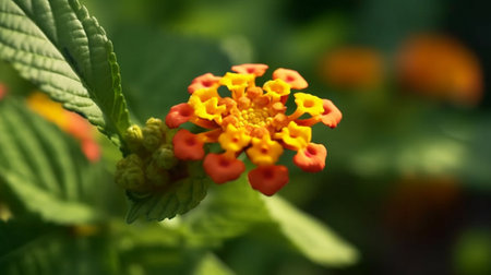 Generative AI : lantana camara flowers garden wallの素材