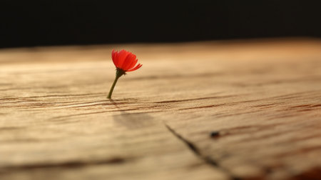 Generative AI : new sprout on a piece of woodの素材