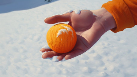 Generative AI : pumpkin buried under the snowの素材