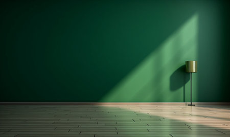 Generative AI : Green painted wall with tiled baseboard modern architecture detail urban geometric abstract background or textureの素材