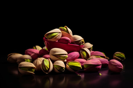 Generative AI : Pistacia vera or pistachio tree red ripe nuts bunchの素材