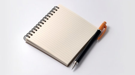 Generative AI : blank notes pad with recycled paper and red wooden pencil on theの素材