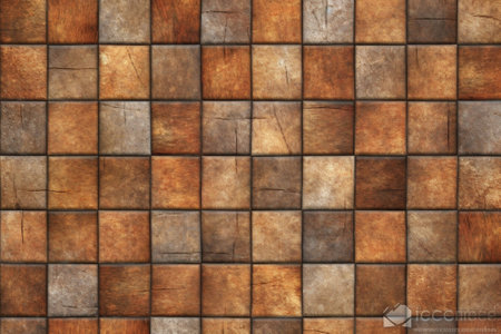 Generative AI : Brown tiles wooden surface textureの素材