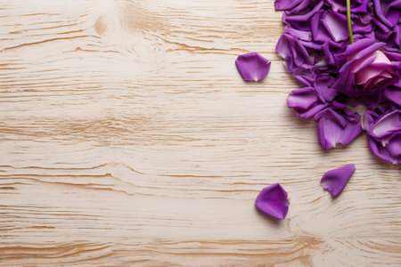 Generative AI : Dried rose on wooden tableの素材