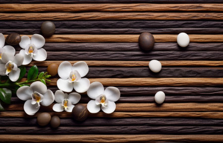 Generative AI : Natural wood texture and flowerの素材