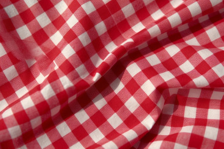 Generative AI : Red Gingham Fabric textureの素材