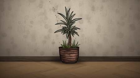 Generative AI : plants and brown potの素材