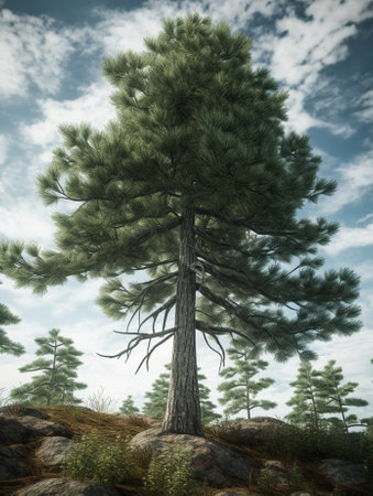 Generative AI : tiered pine tree nature leavesの素材