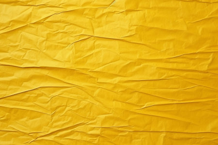 Generative AI : Crumpled yellow paper background textureの素材