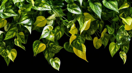 Generative AI : Golden pothos Epipremnum aureum Bunting Lime hanging plant on shelfの素材