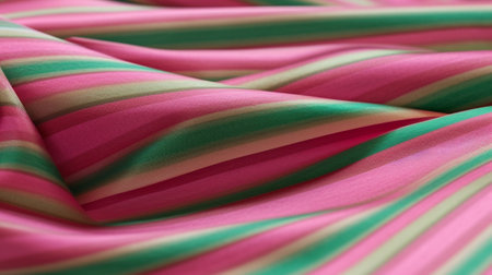 Generative AI : Pink green and white stripe cotton fabric textureの素材