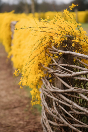 Generative AI : Thorn fence with bokeh backgroundの素材