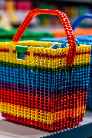 Generative AI : Colorful plastic weave basketsの素材