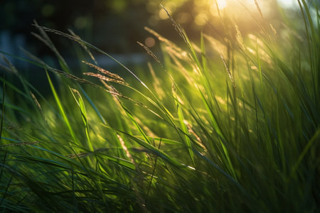 Generative AI : desho grass closeup with sunlightの素材