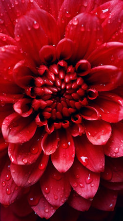 Generative AI : Red chrysanthemum flower macro closeupの素材