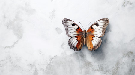 Generative AI : Yellow butterfly on cement wallの素材