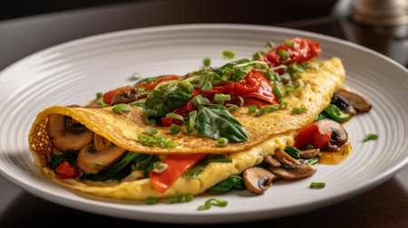 Generative AI : omelet with Fried Garlic and vegetableの素材