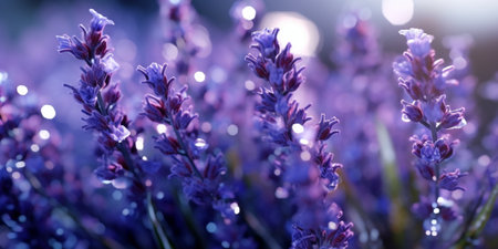 Generative AI : Dreamy lavender flowers close upの素材