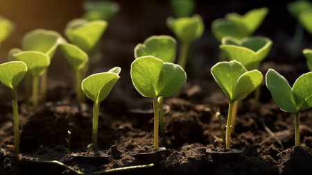 Generative AI : Pumpkin sprout growing under sunlightの素材