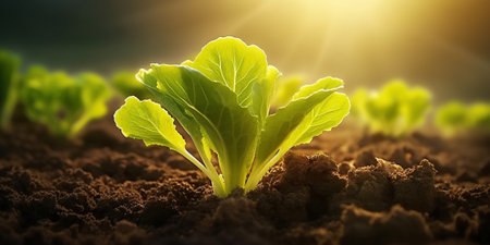 Generative AI : Chinese Cabbage vegetables sprouts growingの素材