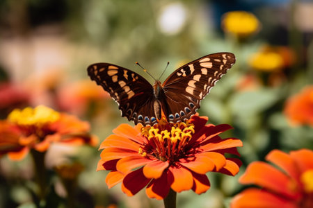 Generative AI : Butterfly on Zinnia flowerの素材