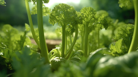 Generative AI : Raw Coriander vegetable plant growingの素材