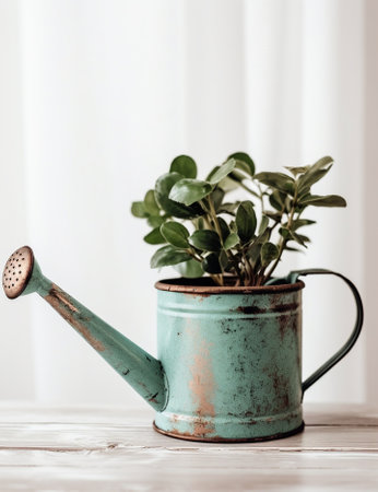 Generative AI : Stephania erecta plant growing in watering canの素材