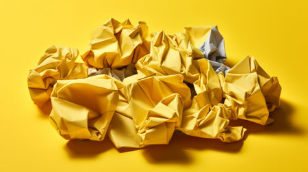 Generative AI : Yellow crumpled paper textureの素材