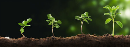 Generative AI : four states of plant sprout tree growingの素材