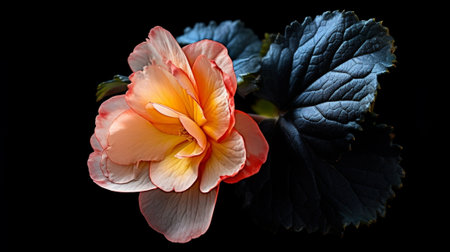 Generative AI : Isolated Begonia flower and leavesの素材