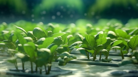 Generative AI : Water spinach green vegetables growingの素材