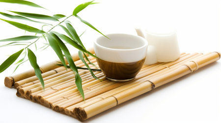 Generative AI : Bamboo tea cup and metal teapotの素材