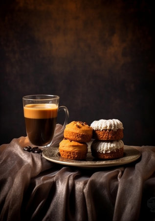 Generative AI : Coffee and muffin and coffee grinderの素材