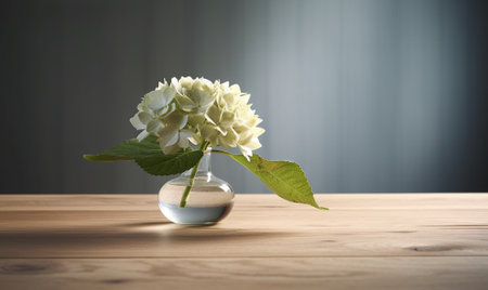 Generative AI : Flower on wooden tableの素材