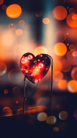 Generative AI : Heart and bokehの素材