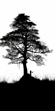 Generative AI : Silhouette dried treeの素材