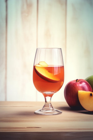 Generative AI : Rosella Juice in a glass cup on wooden trayの素材