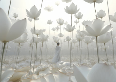 Generative AI : White Lotus petalsの素材